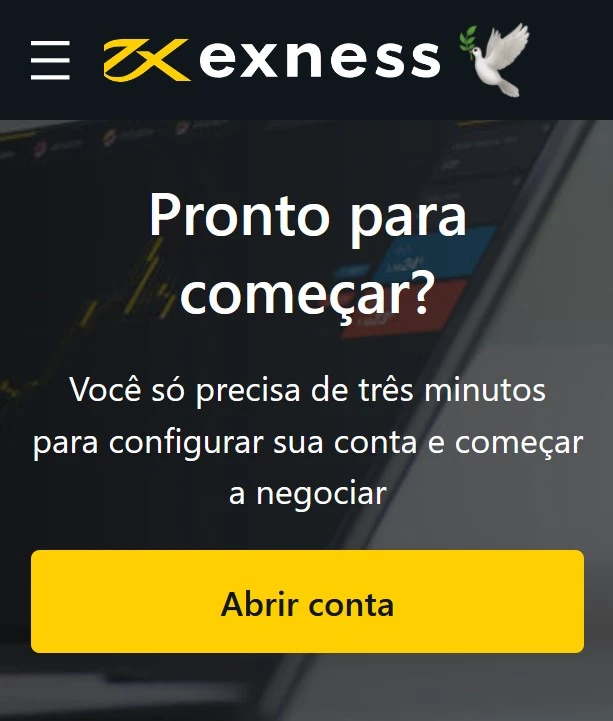 Registo na Exness - Abrir conta de negociação.