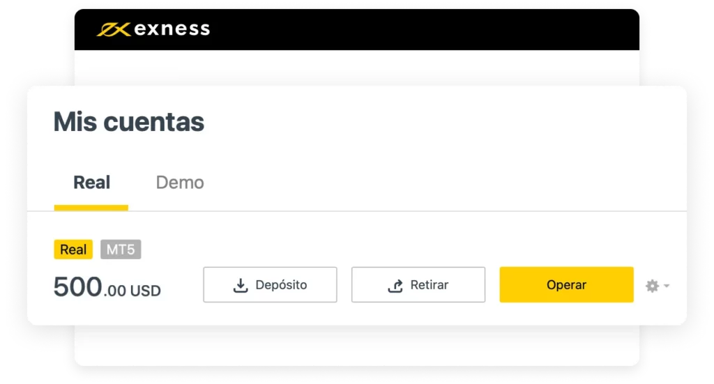 Plataformas disponibles con cuenta demo de Exness