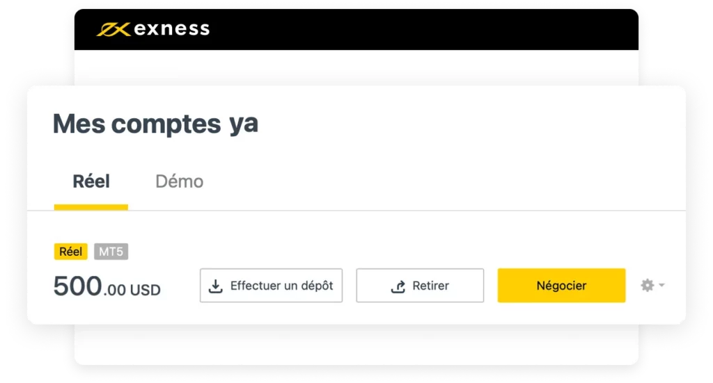 Plateformes disponibles avec le compte démo Exness