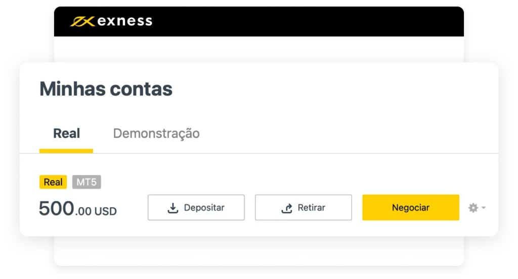 Plataformas disponíveis com conta de demonstração Exness