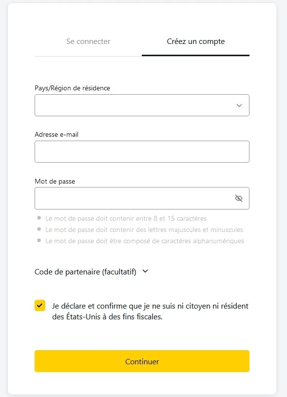 Inscription Exness - Créez un compte.