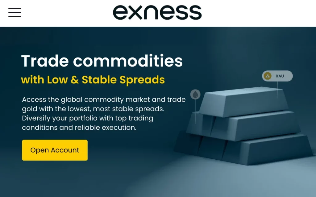 Commodities with Exness